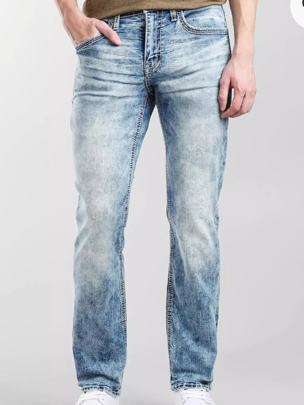 BKE Men's Light Blue Straight Jeans